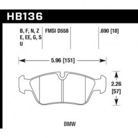 HAWK HB136N.690 brake pad set - HP Plus type