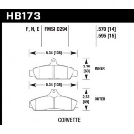HAWK HB173N.570 brake pad set - HP Plus type