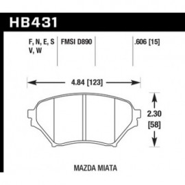 HAWK HB431N.606 brake pad set - HP Plus type