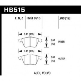 HAWK HB515N.760 brake pad set - HP Plus type