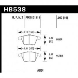 HAWK HB538N.760 brake pad set - HP Plus type