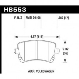 HAWK HB553N.652 brake pad set - HP Plus type