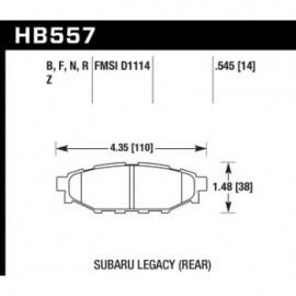 HAWK HB557N.545 brake pad set - HP Plus type