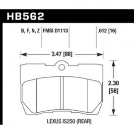 HAWK HB562N.612 brake pad set - HP Plus type