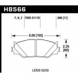 HAWK HB566N.688 brake pad set - HP Plus type