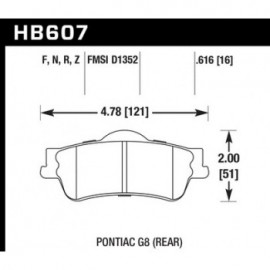 HAWK HB607N.616 brake pad set - HP Plus type