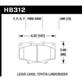 HAWK HB312P.591 brake pad set - Super Duty type