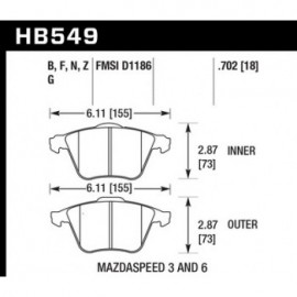 HAWK HB549G.702 brake pad set - DTC-60 type (18 mm)