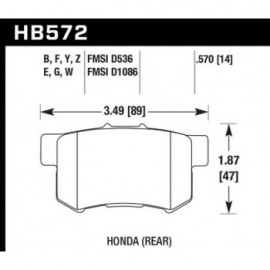 HAWK HB572G.570 brake pad set - DTC-60 type (14 mm)