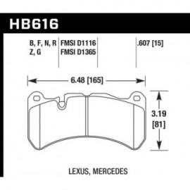 HAWK HB616G.607 brake pad set - DTC-60 type (15 mm)
