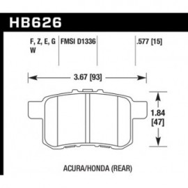 HAWK HB626G.577 brake pad set - DTC-60 type (14 mm)