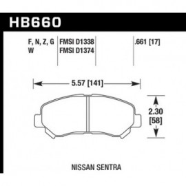 HAWK HB660G.661 brake pad set - DTC-60 type (17 mm)