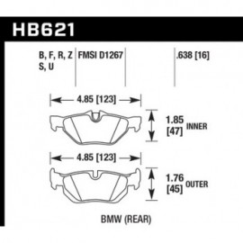 HAWK HB621S.638 brake pad set - HT-10 type (16 mm)