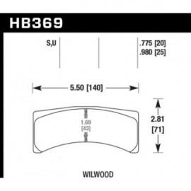 HAWK HB369U.980 brake pad set - DTC-70 type (25 mm)