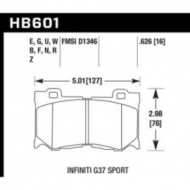 HAWK HB601U.626 brake pad set - DTC-70 type (16 mm)