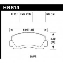 HAWK HB614U.600 brake pad set - DTC-70 type (15 mm)