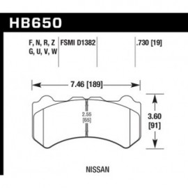 HAWK HB650U.730 brake pad set - DTC-70 type (18 mm)