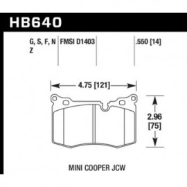 HAWK HB640Z.550 brake pad set - Perf. Ceramic type