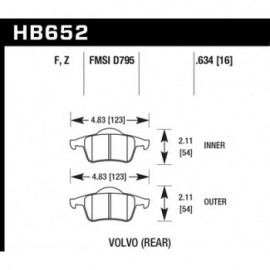 HAWK HB652Z.634 brake pad set - Perf. Ceramic type