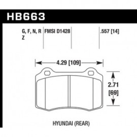 HAWK HB663G.557 brake pad set - DTC-60 (14 mm) type