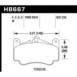 HAWK HB667U.622 brake pad set - DTC-70 (16 mm) type