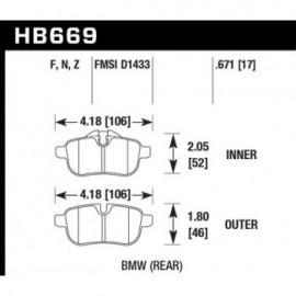 HAWK HB669Z.671 brake pad set - Perf. Ceramic type