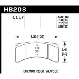 HAWK HB208V.708 brake pad set - HT-14 type (18 mm)