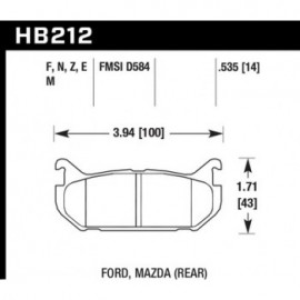 HAWK HB212E.535 brake pad set - Blue 9012 type (14 mm)