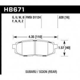 HAWK HB671U.628 brake pad set - DTC-70 type (16 mm)