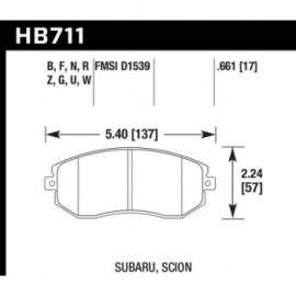 HAWK HB711U.661 brake pad set - DTC-70 type (17 mm)