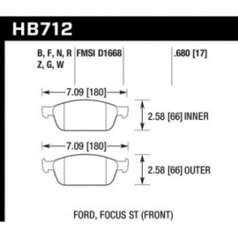 HAWK HB712W.680 brake pad set - DTC-30 type (17 mm)