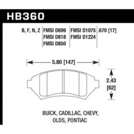 HAWK HB360B.670 brake pad set - HPS 5.0 type