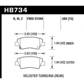 HAWK HB734B.584 brake pad set - HPS 5.0 type