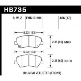HAWK HB735B.666 brake pad set - HPS 5.0 type