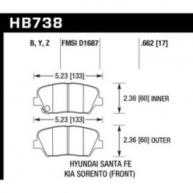 HAWK HB738B.662 brake pad set - HPS 5.0 type