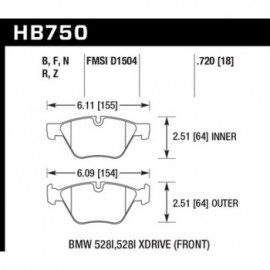 HAWK HB750B.720 brake pad set - HPS 5.0 type