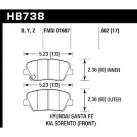 HAWK HB738Z.662 brake pad set - Perf. Ceramic type