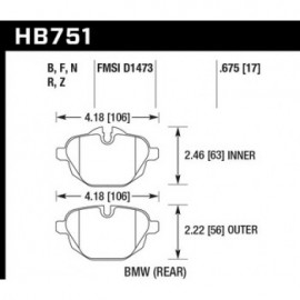 HAWK HB751Z.675 brake pad set - Perf. Ceramic type