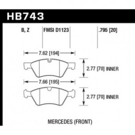 HAWK HB743B.795 brake pad set - HPS 5.0 type