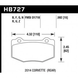 HAWK HB727N.592 brake pad set - HP Plus type