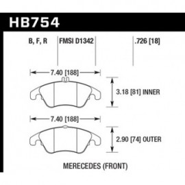 HAWK HB754F.726 brake pad set - HPS type