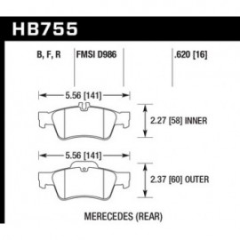 HAWK HB755F.620 brake pad set - HPS type
