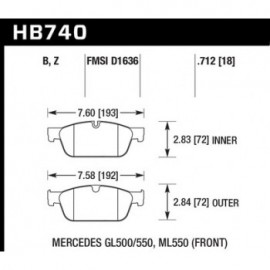 HAWK HB740B.712 brake pad set - HPS 5.0 type
