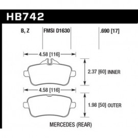 HAWK HB742B.690 brake pad set - HPS 5.0 type