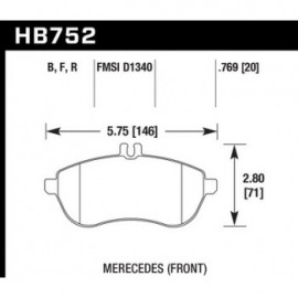HAWK HB752B.769 brake pad set - HPS 5.0 type