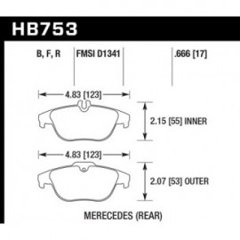 HAWK HB753B.666 brake pad set - HPS 5.0 type