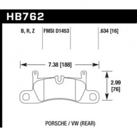HAWK HB762B.634 brake pad set - HPS 5.0 type