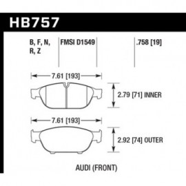 HAWK HB757Z.758 brake pad set - Perf. Ceramic type
