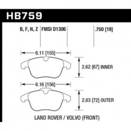 HAWK HB759Z.750 brake pad set - Perf. Ceramic type