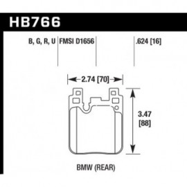 HAWK HB766B.624 brake pad set - HPS 5.0 type